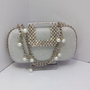 Clutch Bag with Pearls and Chains