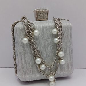 Silver Metallic Evening Clutch Bag