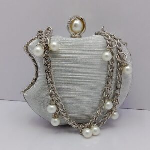 Silver Pearl Purse with Chain Strap