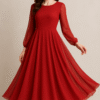 A-Line Scoop Neck Knee-Length Chiffon Dress - Image 3