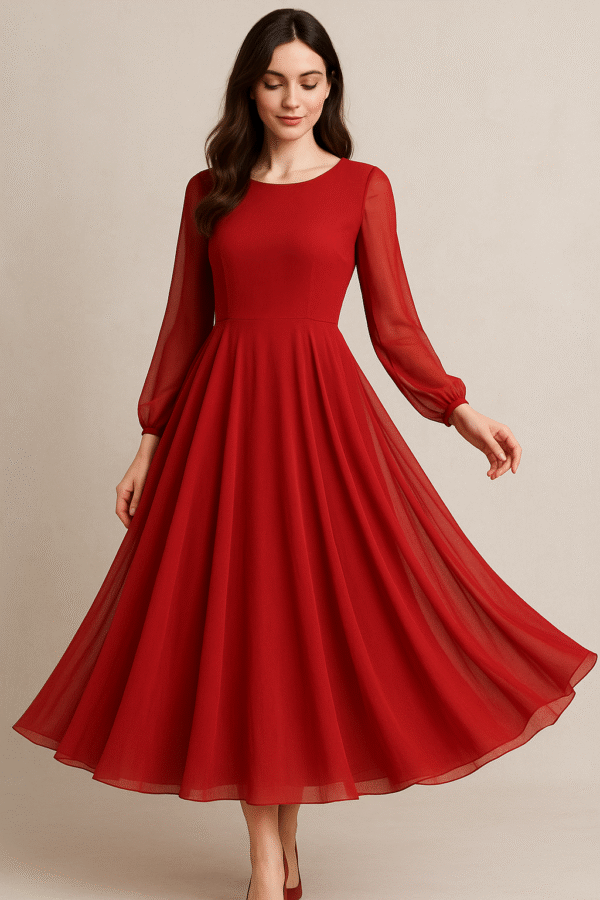 A-Line Scoop Neck Knee-Length Chiffon Dress