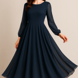A-Line Scoop Neck Knee-Length Chiffon Dress