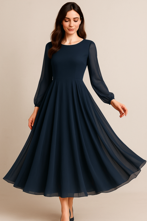 A-Line Scoop Neck Knee-Length Chiffon Dress