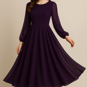 A-Line Scoop Neck Knee-Length Chiffon Dress