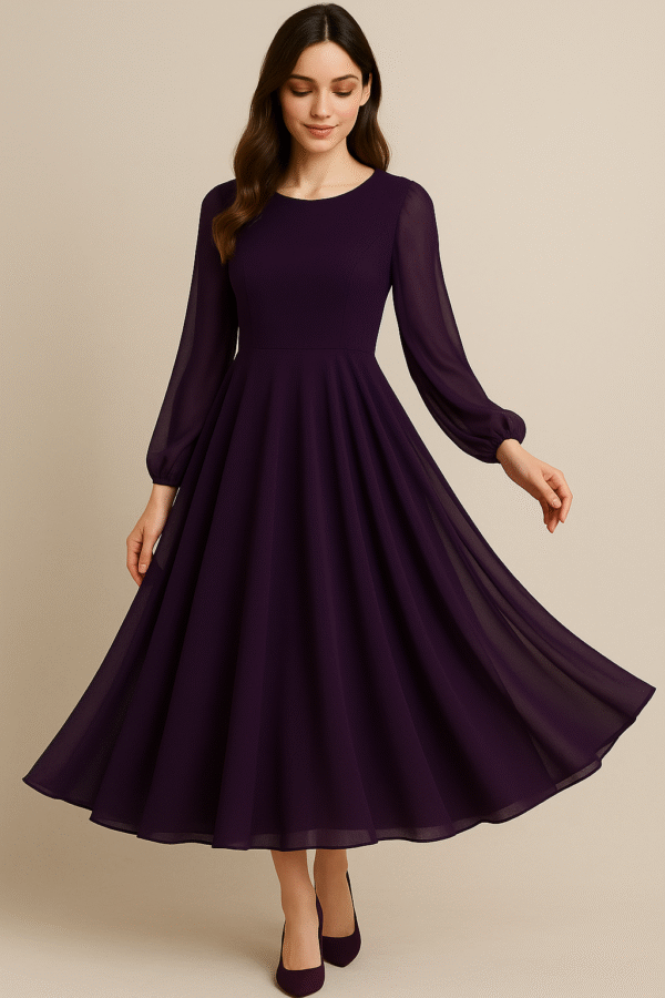 A-Line Scoop Neck Knee-Length Chiffon Dress
