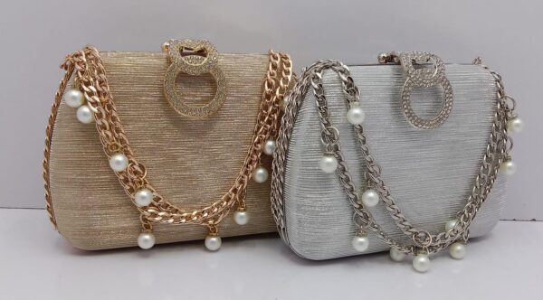 Gold Pearl Clutch Bag - Image 3