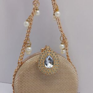 Gold Pearl Purse with Diamond Clasp