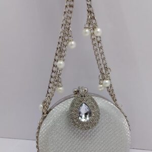 Silver Pearl Purse with Diamond Clasp