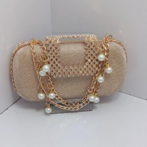 Clutch Bag with Pearls and Chains