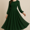 A-Line Scoop Neck Knee-Length Chiffon Dress - Image 2