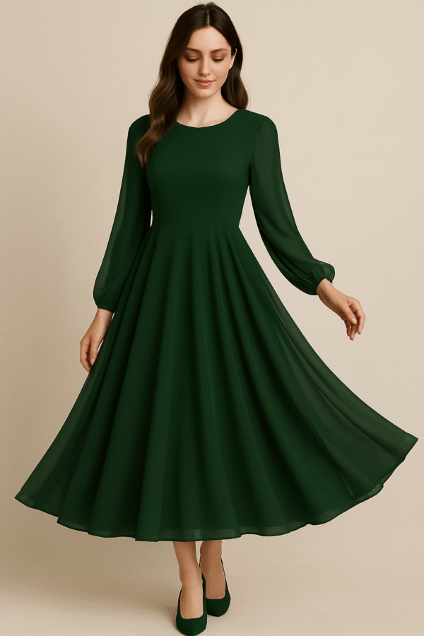 A-Line Scoop Neck Knee-Length Chiffon Dress