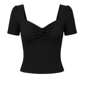 Black Stretchy French-Inspired Summer Blouse