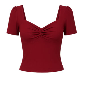 Red Stretchy French-Inspired Summer Blouse