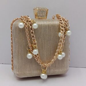 Silver Metallic Evening Clutch Bag