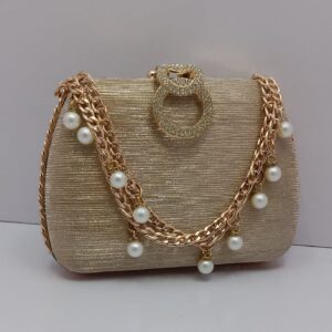 Gold Pearl Clutch Bag