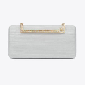 Silver Clutch Bag With Chain