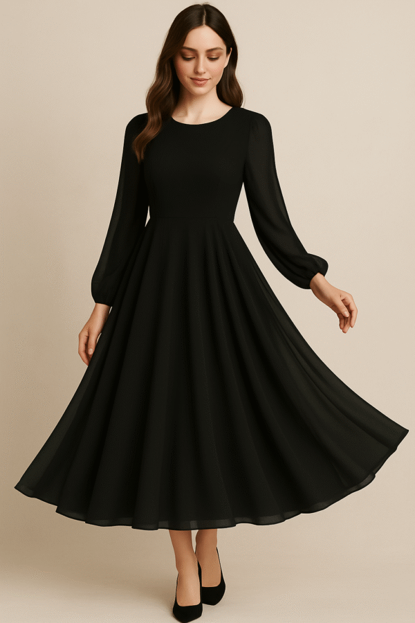 A-Line Scoop Neck Knee-Length Chiffon Dress