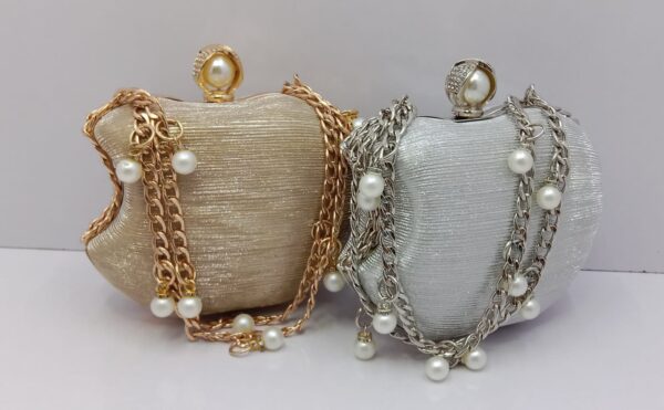 Gold Pearl Purse with Chain Strap - Image 3