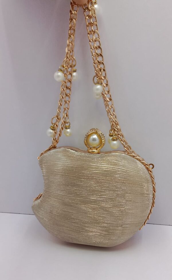Gold Pearl Purse with Chain Strap - Image 4