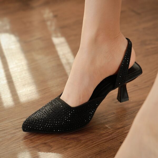 Elegant Embellished Pointed-Toe Slingback Heels