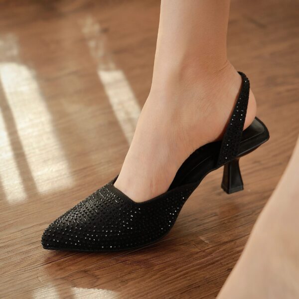Elegant Embellished Pointed-Toe Slingback Heels