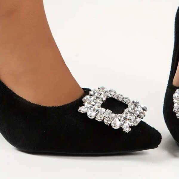 1 Class Glamour: Women's Rhinestone Buckle Decor Stiletto Heels - Image 2
