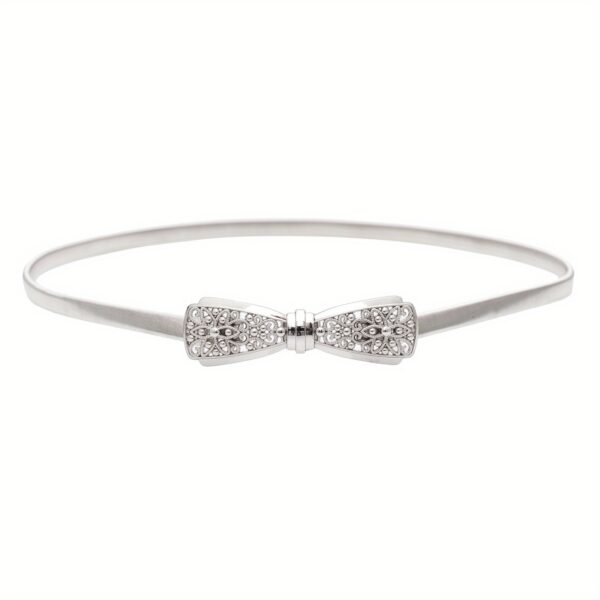 Elegant Silvery Leaf Metal Belt for Women - Stretchy, Slim Design with Buckle, Perfect for Casual, Party, Wedding, and Daily Wear - Fashionable Chain and Bow Accents, Fashion Belt | Minimalist Waistband | Durable Metal Bel - Image 12