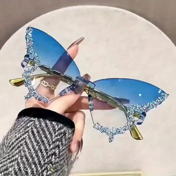 Chic Butterfly-Shaped Rimless Fashion Glasses with Sparkling Rhinestone Accents - Image 14