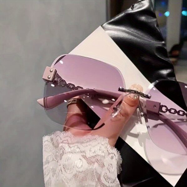 Fashionable vintage Women's glasses with large frames, borderless high-end fashion glasses - Image 12