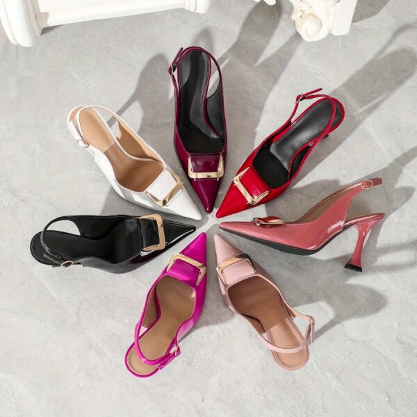 Women'S Elegant Pointed-Toe Stiletto Heel Sandals with Metal Buckle Ankle Strap - Image 13