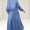 Ruched Lantern Sleeve Dress, Casual Crew Neck Solid Maxi Dress, Women's Clothing - Image 8