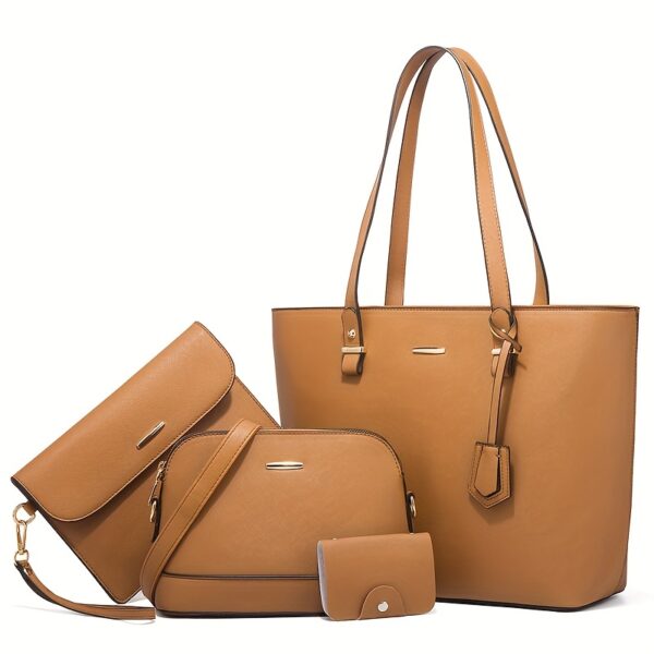 4pcs Simple Solid Color Tote Bag Set - Image 2