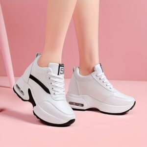 1 Class Glamour: Women's Solid Color Platform Sneakers