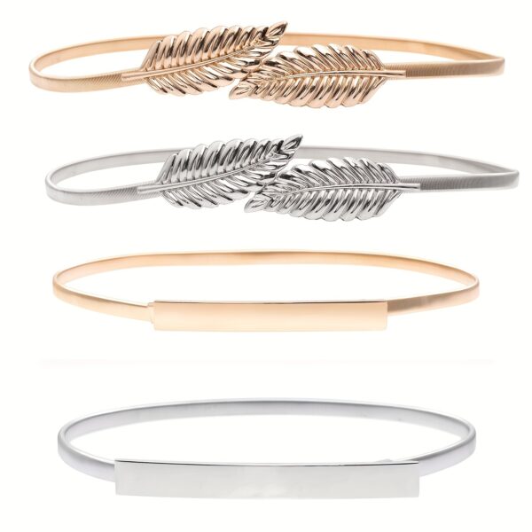 Elegant Silvery Leaf Metal Belt for Women - Stretchy, Slim Design with Buckle, Perfect for Casual, Party, Wedding, and Daily Wear - Fashionable Chain and Bow Accents, Fashion Belt | Minimalist Waistband | Durable Metal Bel - Image 10