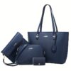 4pcs Simple Solid Color Tote Bag Set - Image 5