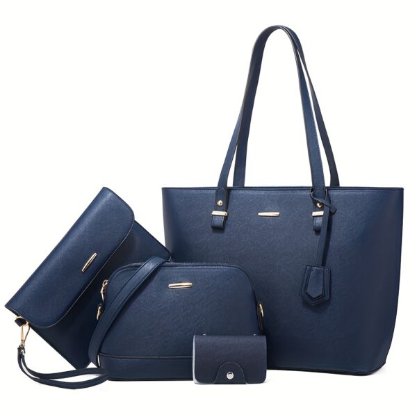 4pcs Simple Solid Color Tote Bag Set - Image 5