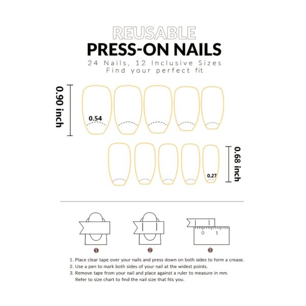3D Black Camellia Press On Nails Medium - Image 5