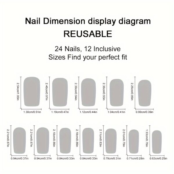 Embellished Fashion Press-On Nail Set with 1 Cuticle Pusher & 1 Jelly Glue - Image 6
