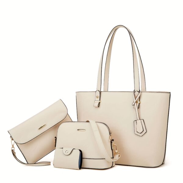 4pcs Simple Solid Color Tote Bag Set - Image 7