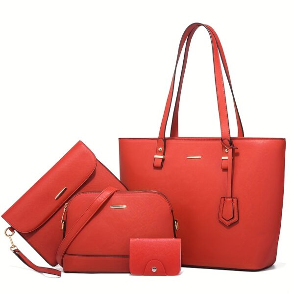 4pcs Simple Solid Color Tote Bag Set - Image 10