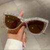 European and American Women's Rhinestone Designer Decorative Glasses - Image 4