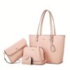 4pcs Simple Solid Color Tote Bag Set - Image 6