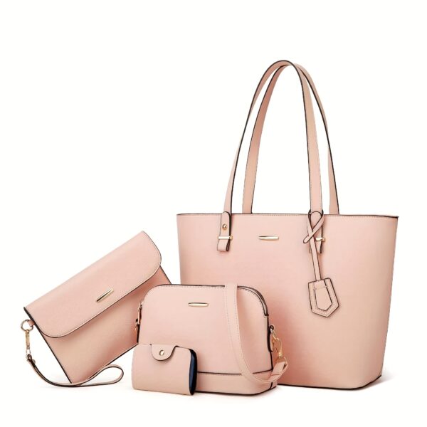 4pcs Simple Solid Color Tote Bag Set - Image 6