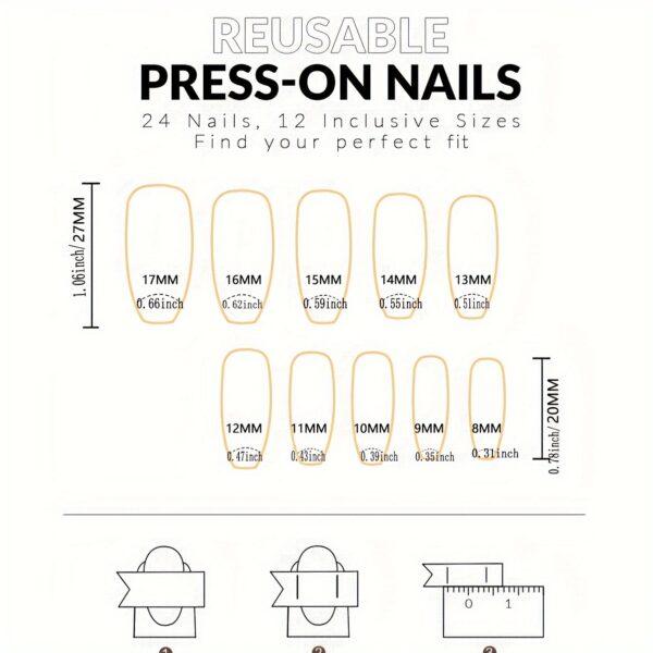 24 Piece Medium-Long Coffin Shape Matte Grape Purple Press-On Nails Set - Image 4
