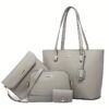 4pcs Simple Solid Color Tote Bag Set - Image 9