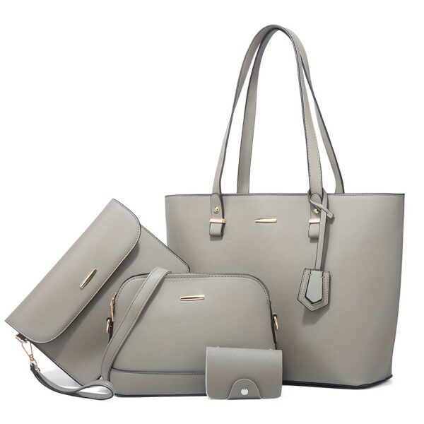 4pcs Simple Solid Color Tote Bag Set - Image 9