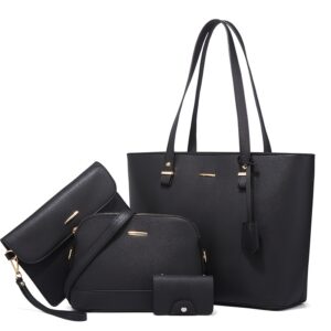 4pcs Simple Solid Color Tote Bag Set