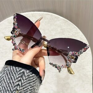American Fashion Butterfly Shape Diamond Large Frame Retro Trend High-End Prom Catwalk Glasses