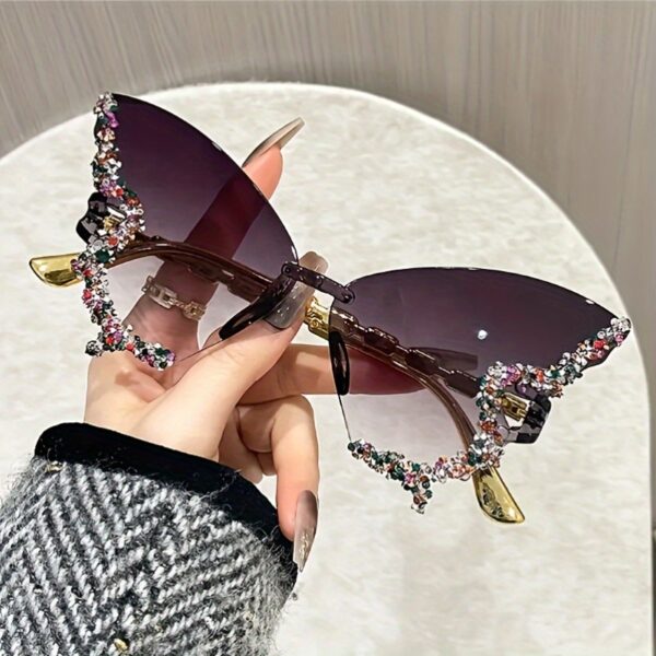American Fashion Butterfly Shape Diamond Large Frame Retro Trend High-End Prom Catwalk Glasses