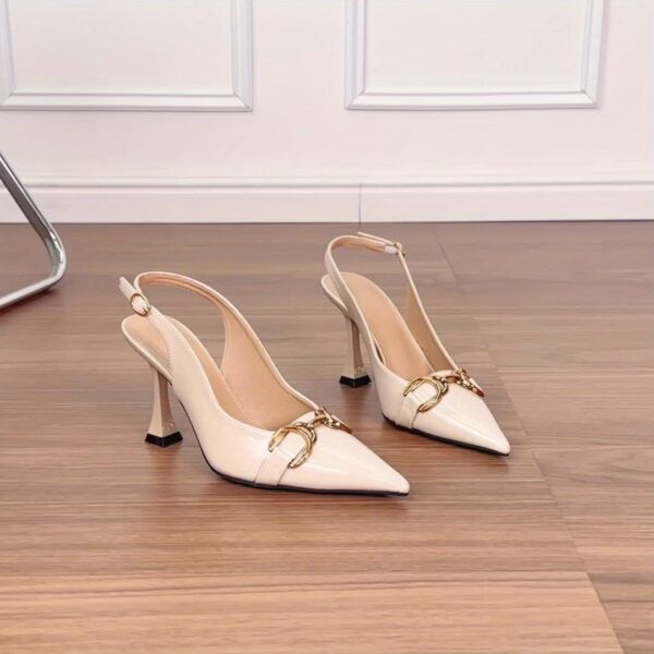 A Pair of Elegant Pointed-Toe High Heels with Slender Stiletto Heels, Featuring Shiny Surfaces And Metallic Buckle Decorations. They Are Sexy, Noble, And Graceful, Suitable for Weddings, Evening Parties, And Daily Work Wear, Making Them a Fashionable And Versatile Choice for Women. - Image 9